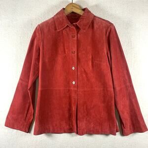Vintage Massini‎ Womens Leather Jacket Sz M Red Soft Western Y2K Grunge